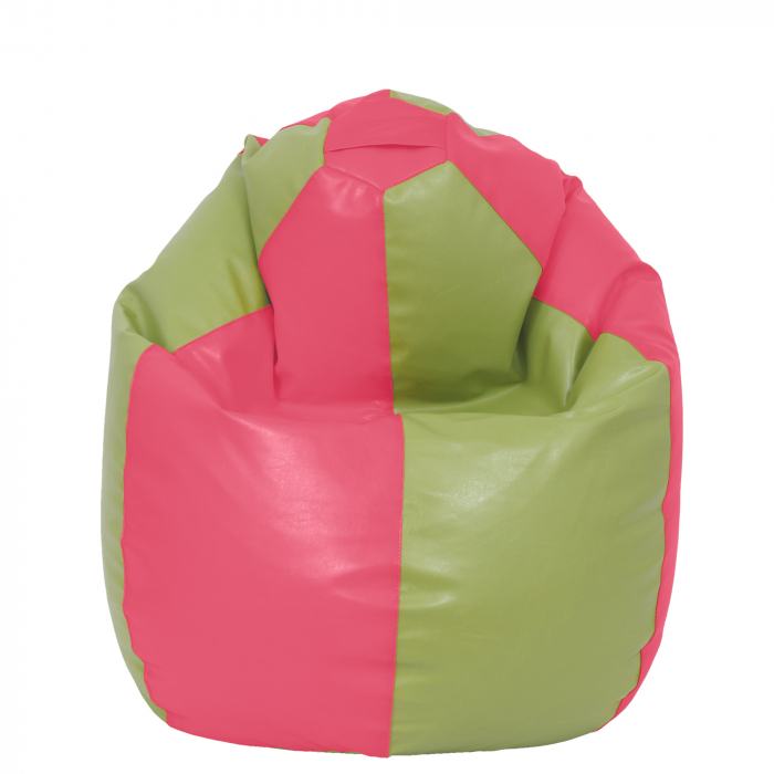Mara - fotoliu puff - imitatie piele - roz/verde [2]