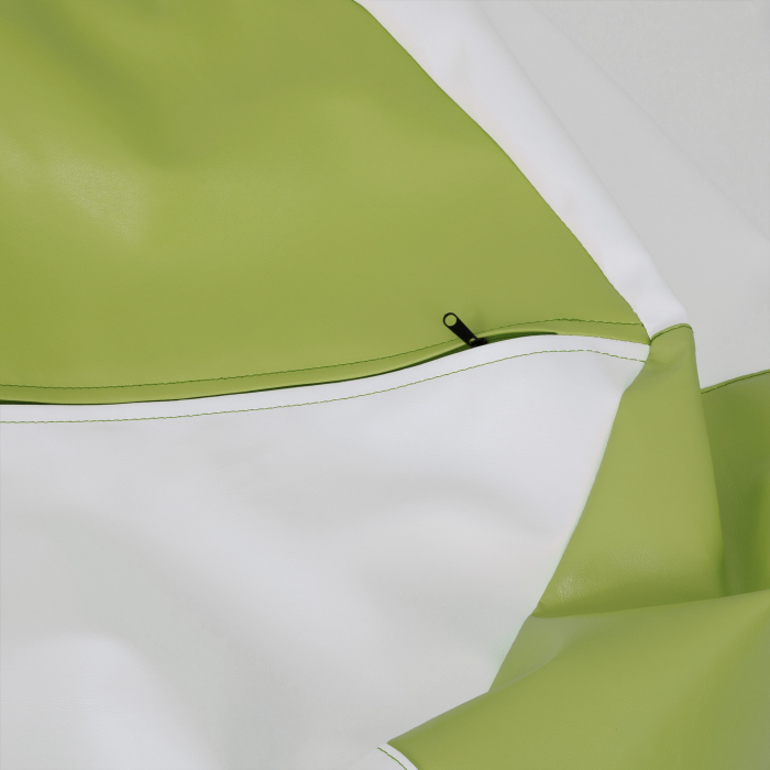Mara - fotoliu puff - imitatie piele - verde/alb [4]