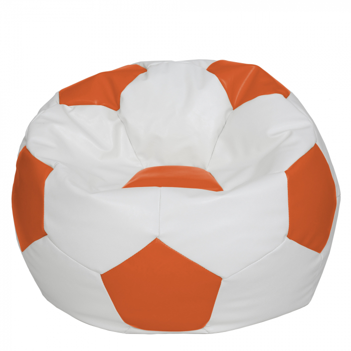 Mega Ball - fotoliu puf - imitatie piele alb/portocaliu [1]