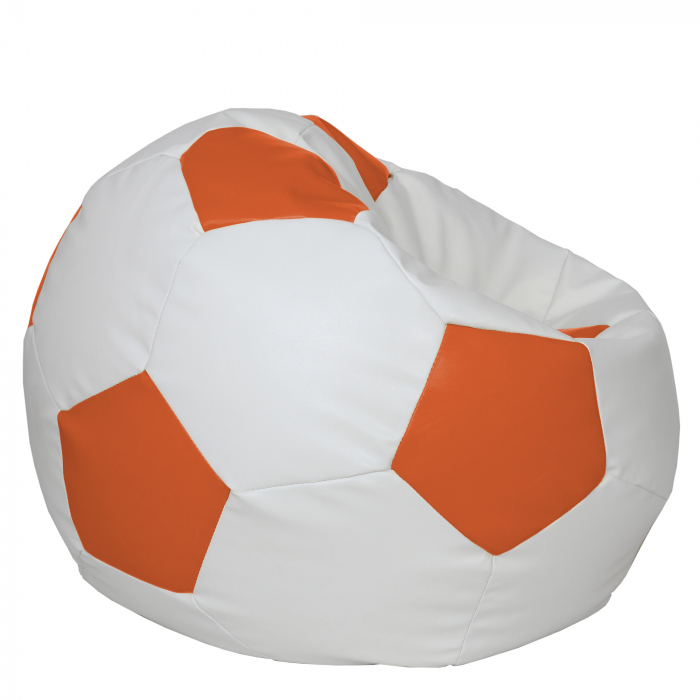 Mega Ball - fotoliu puf - imitatie piele alb/portocaliu [2]