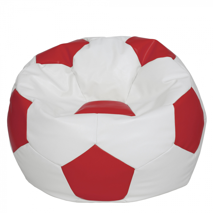 Mega Ball - fotoliu puf - imitatie piele alb/rosu [1]