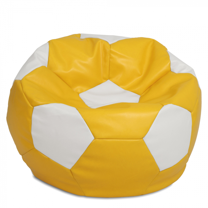 Mega Ball - fotoliu puf - imitatie piele galben/alb [1]