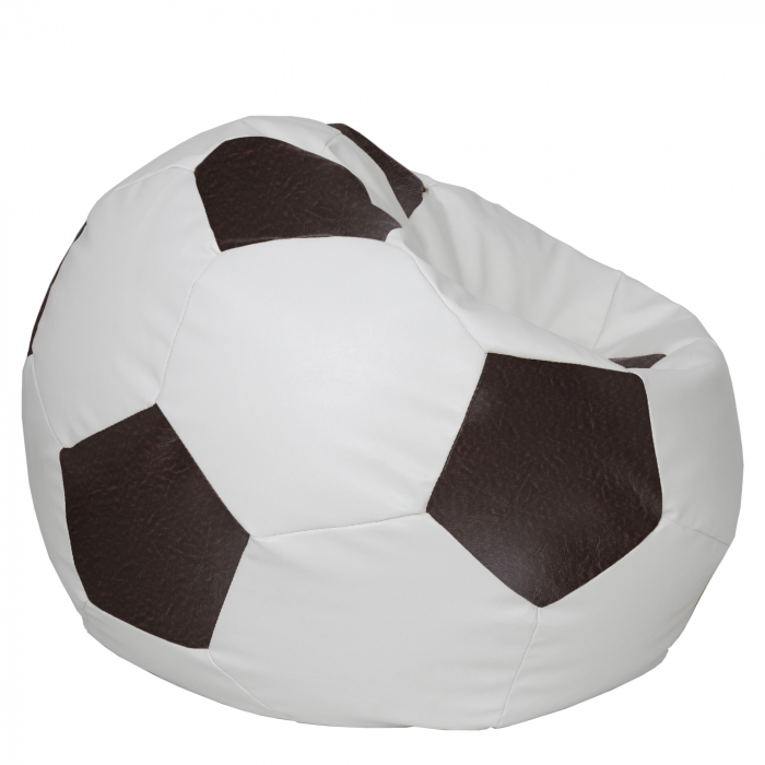 Mega Ball - fotoliu puf - imitatie piele alb/maro [2]