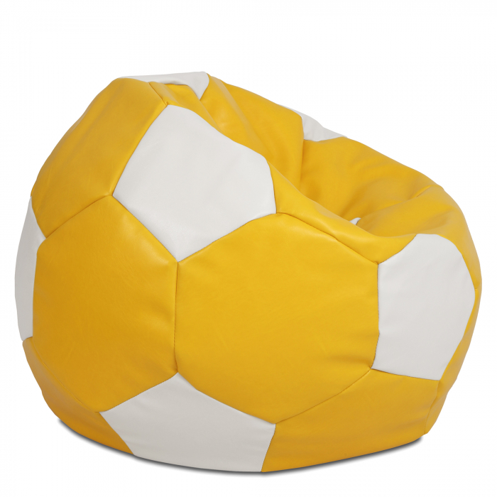 Mega Ball - fotoliu puf - imitatie piele galben/alb [2]