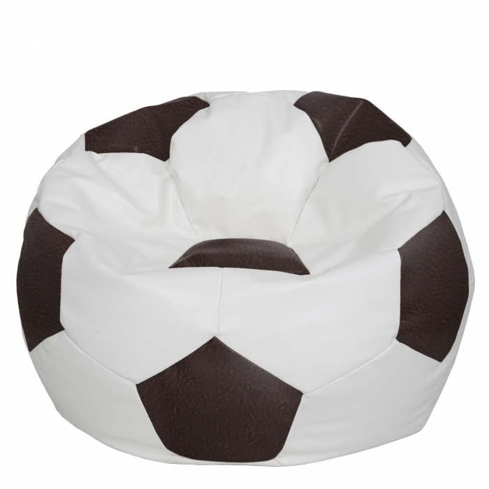 Mega Ball - fotoliu puf - imitatie piele alb/maro [1]