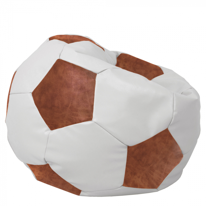 Mega Ball - fotoliu puf - imitatie piele alb/cognac [2]