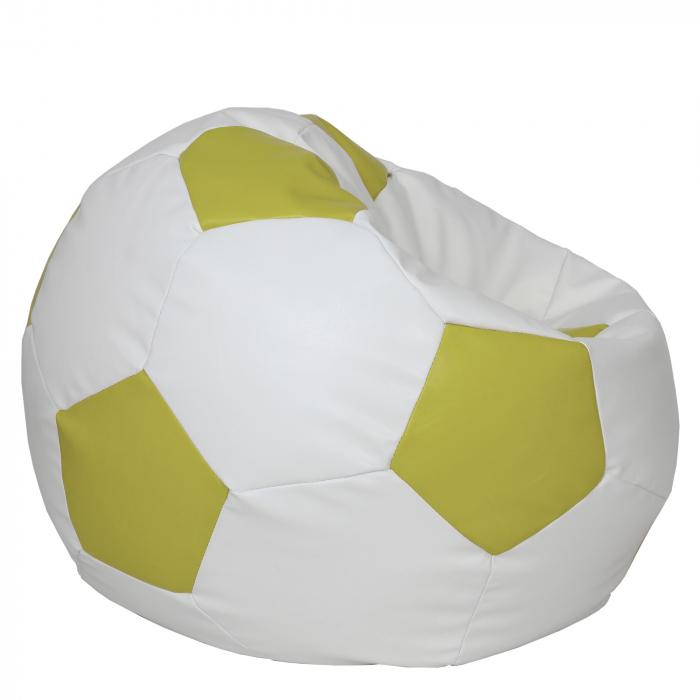 Mega Ball - fotoliu puf - imitatie piele alb/verde [2]