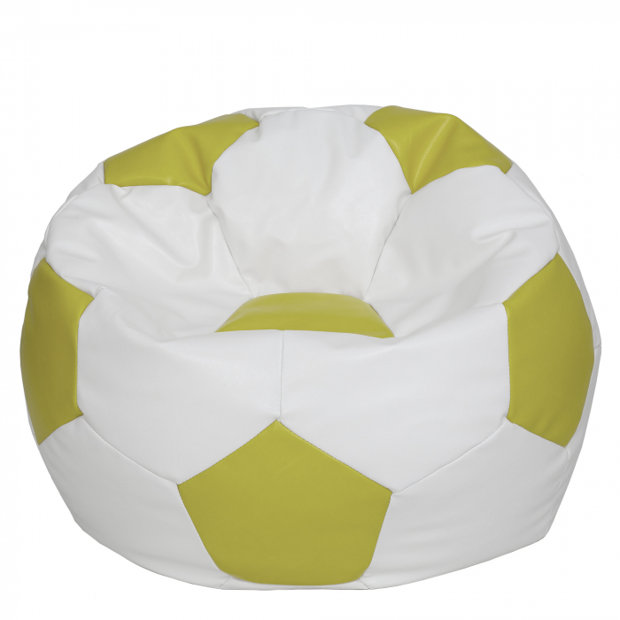 Mega Ball - fotoliu puf - imitatie piele alb/verde [1]