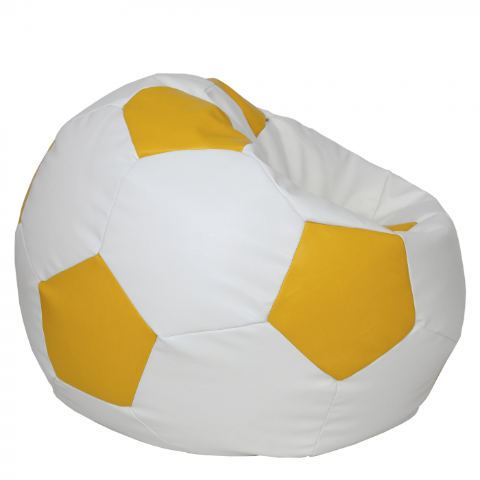 Mega Ball - fotoliu puf - imitatie piele alb/galben [2]