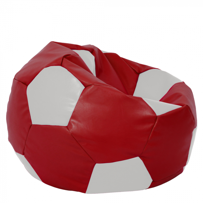 Mega Ball - fotoliu puf - imitatie piele rosu/alb [2]
