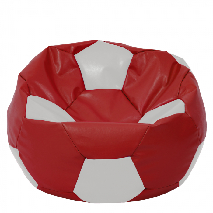 Mega Ball - fotoliu puf - imitatie piele rosu/alb [1]