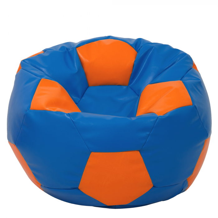Mega Ball - fotoliu puf - imitatie piele albastru/portocaliu [1]