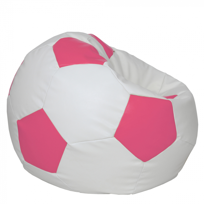 Mega Ball - fotoliu puf - imitatie piele alb/roz [2]
