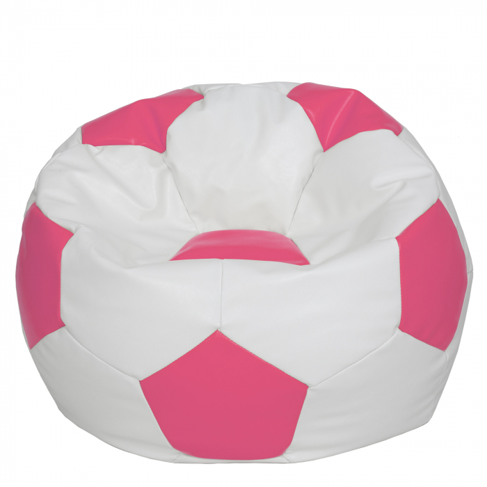 Mega Ball - fotoliu puf - imitatie piele alb/roz [1]