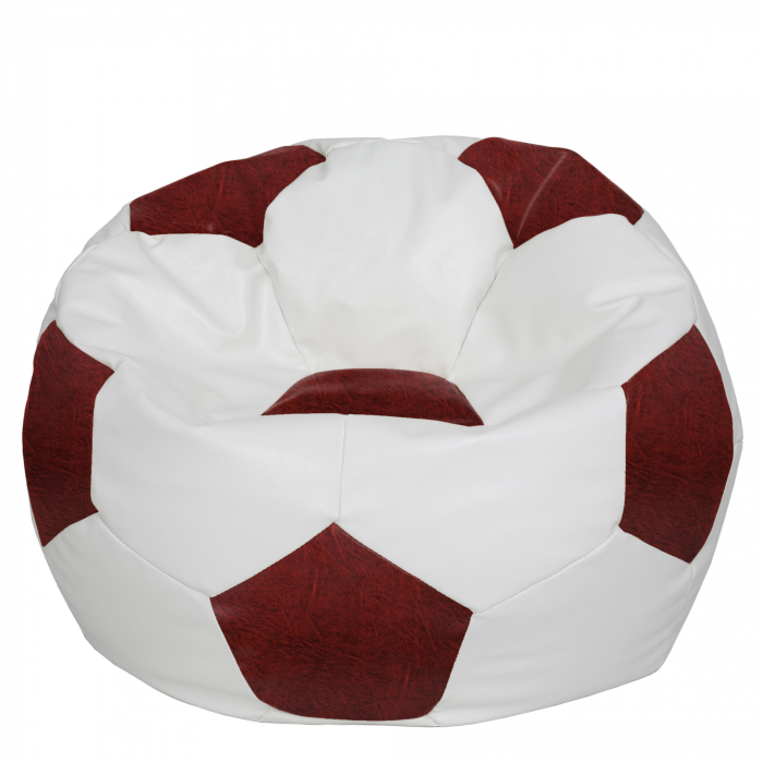 Mega Ball - fotoliu puf - imitatie piele alb/visiniu [1]