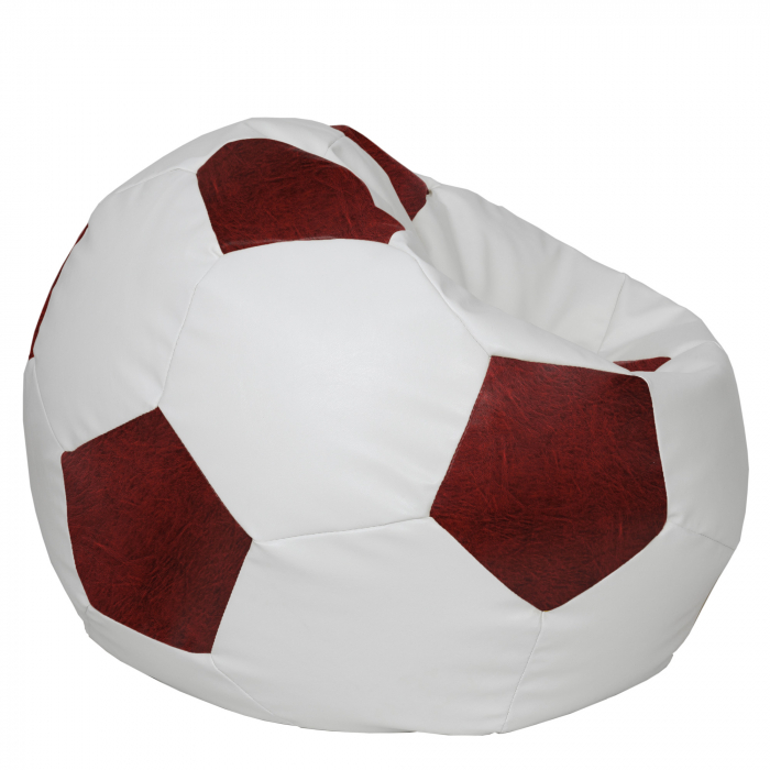 Mega Ball - fotoliu puf - imitatie piele alb/visiniu [2]