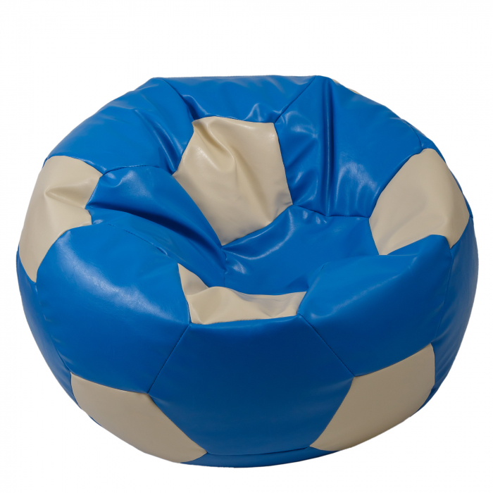 Mega Ball - fotoliu puf - imitatie piele albastru/crem [1]