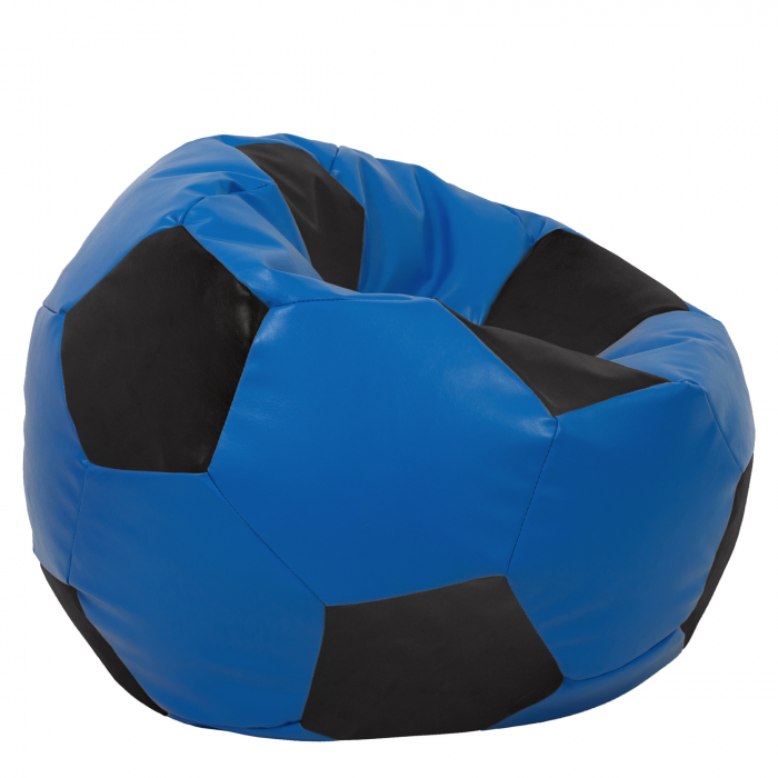 Mega Ball - fotoliu puf - imitatie piele albastru/negru [2]