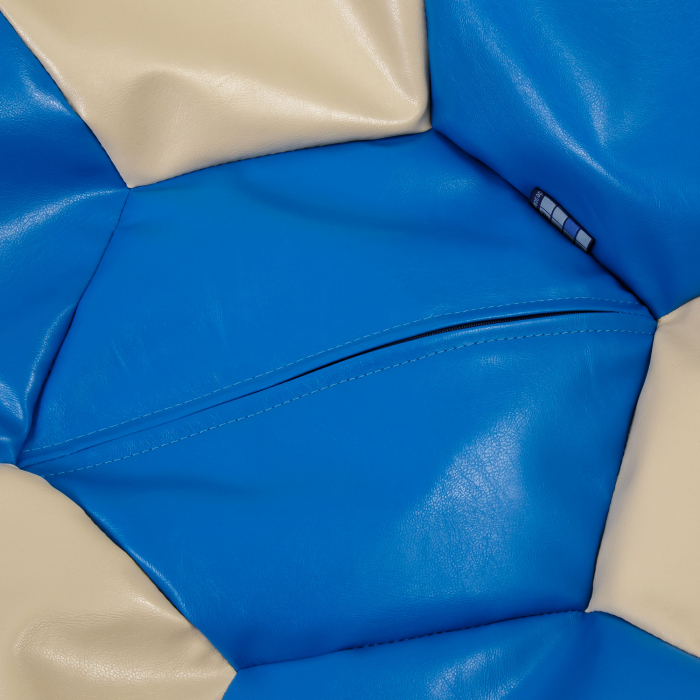 Mega Ball - fotoliu puf - imitatie piele albastru/crem [3]