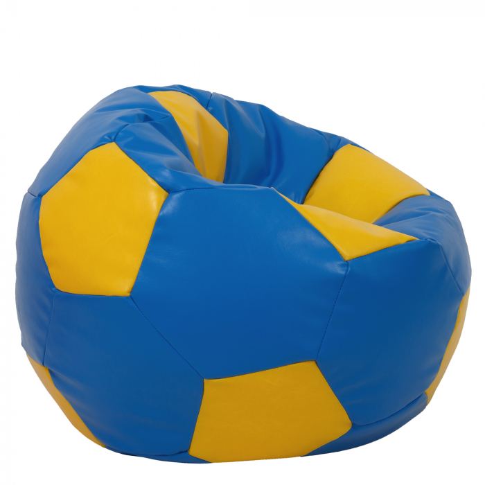 Mega Ball - fotoliu puf - imitatie piele albastru/galben [2]