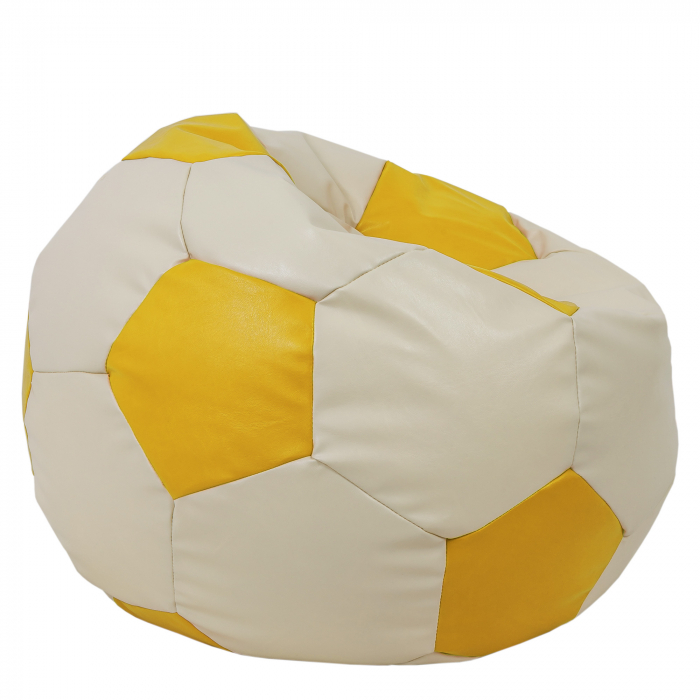 Mega Ball - fotoliu puf - imitatie piele crem/galben [2]