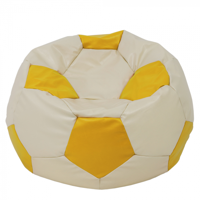 Mega Ball - fotoliu puf - imitatie piele crem/galben [1]