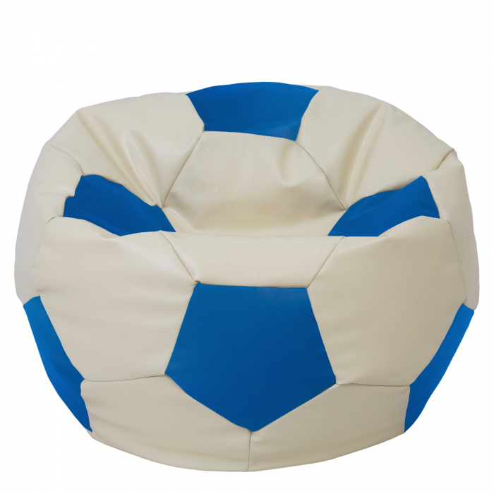 Mega Ball - fotoliu puf - imitatie piele crem/albastru [1]