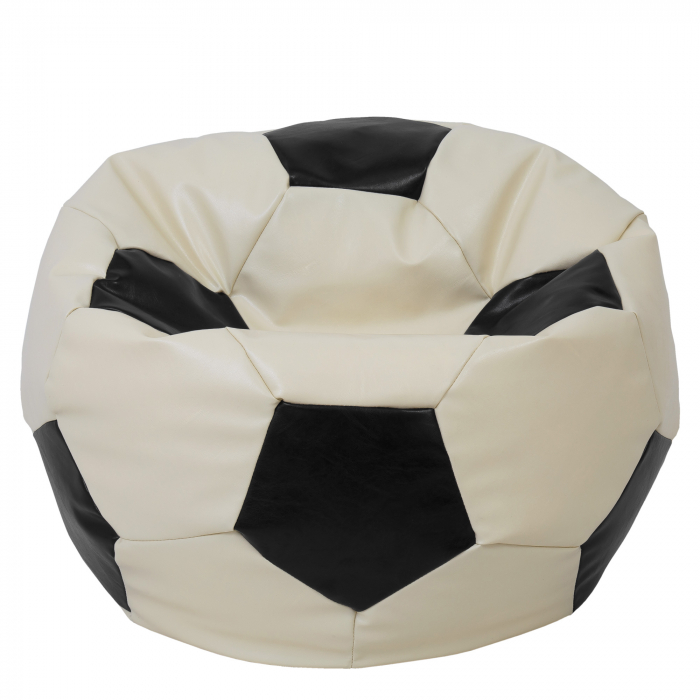 Mega Ball - fotoliu puf - imitatie piele crem/negru [1]