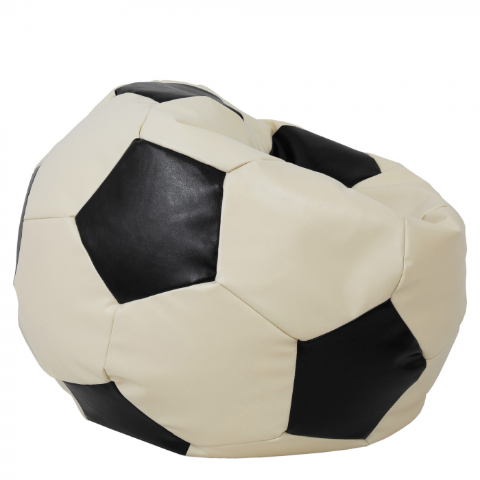 Mega Ball - fotoliu puf - imitatie piele crem/negru [2]