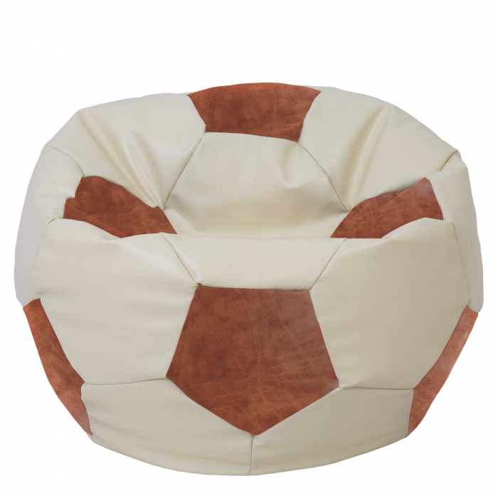 Mega Ball - fotoliu puf - imitatie piele crem/cognac [1]