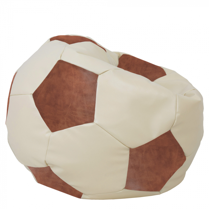 Mega Ball - fotoliu puf - imitatie piele crem/cognac [2]