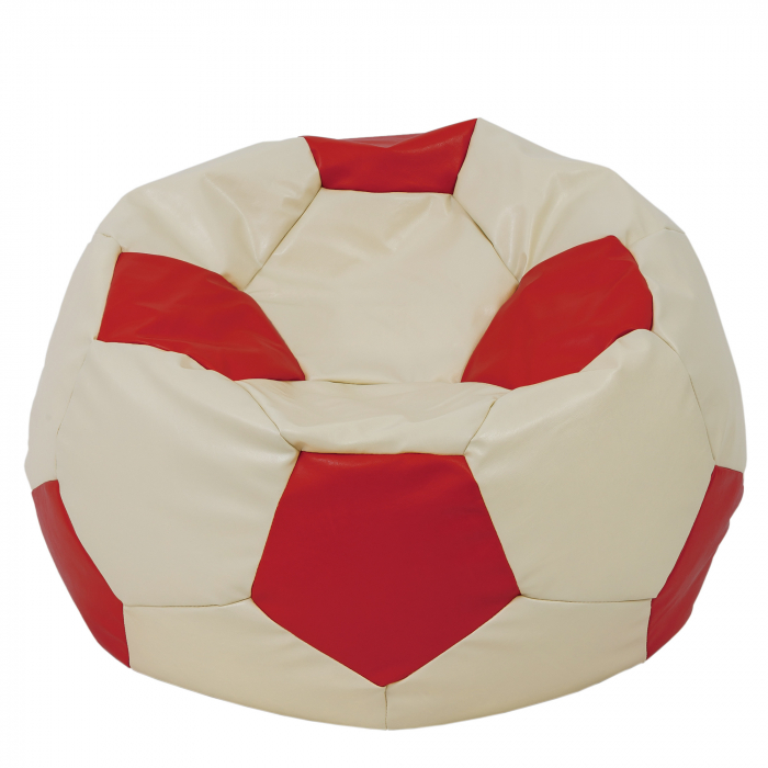 Mega Ball - fotoliu puf - imitatie piele crem/rosu [1]