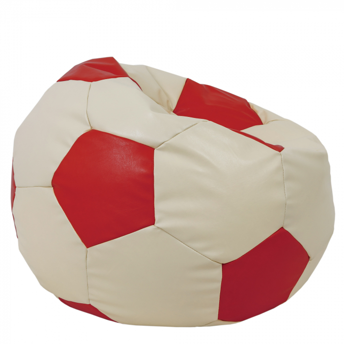 Mega Ball - fotoliu puf - imitatie piele crem/rosu [2]