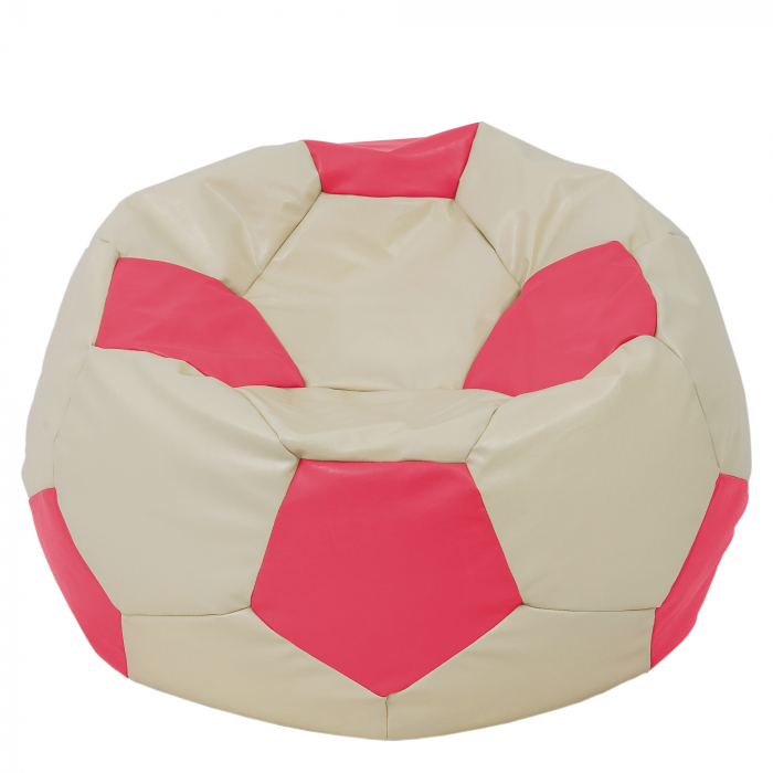 Mega Ball - fotoliu puf - imitatie piele crem/roz [1]