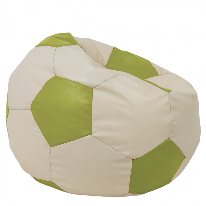 Mega Ball - fotoliu puf - imitatie piele crem/verde [2]