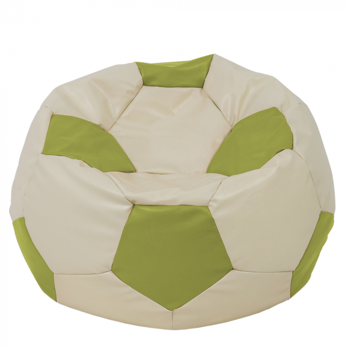 Mega Ball - fotoliu puf - imitatie piele crem/verde [1]