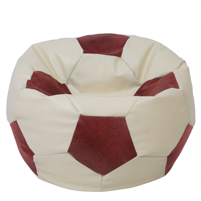 Mega Ball - fotoliu puf - imitatie piele crem/visiniu [1]