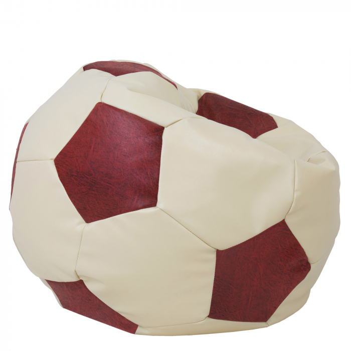 Mega Ball - fotoliu puf - imitatie piele crem/visiniu [2]