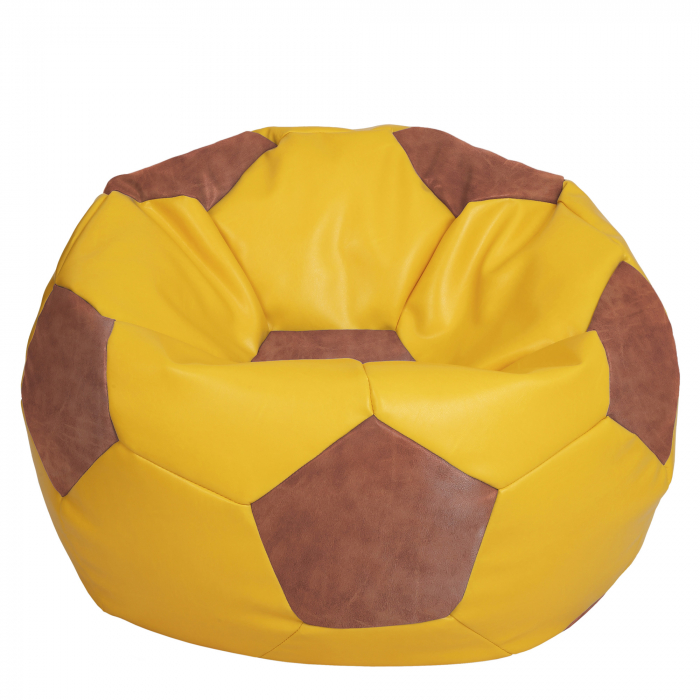 Mega Ball - fotoliu puf - imitatie piele galben/cognac [1]