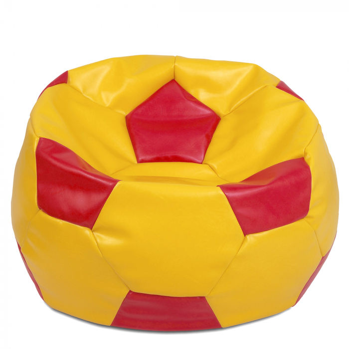 Mega Ball - fotoliu puf - imitatie piele galben/rosu [1]