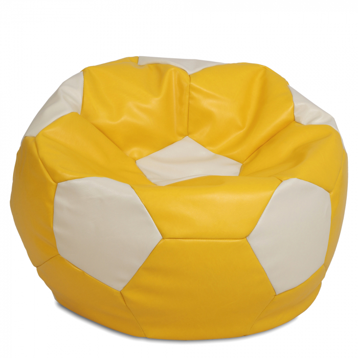 Mega Ball - fotoliu puf - imitatie piele galben/crem [1]