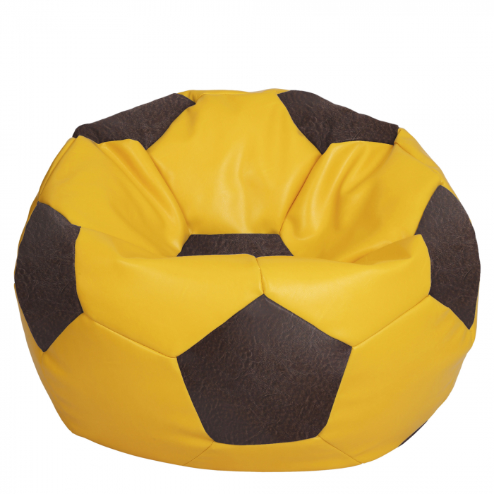Mega Ball - fotoliu puf - imitatie piele galben/maro [1]