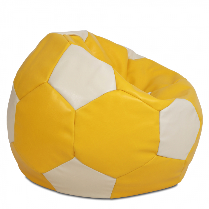 Mega Ball - fotoliu puf - imitatie piele galben/crem [2]
