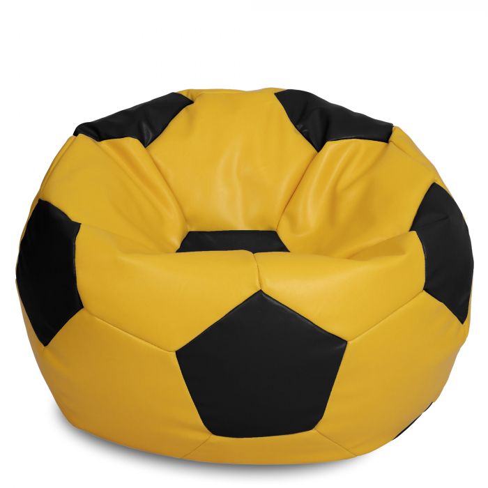 Mega Ball - fotoliu puf - imitatie piele galben/negru [1]