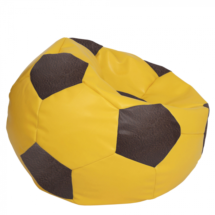 Mega Ball - fotoliu puf - imitatie piele galben/maro [2]