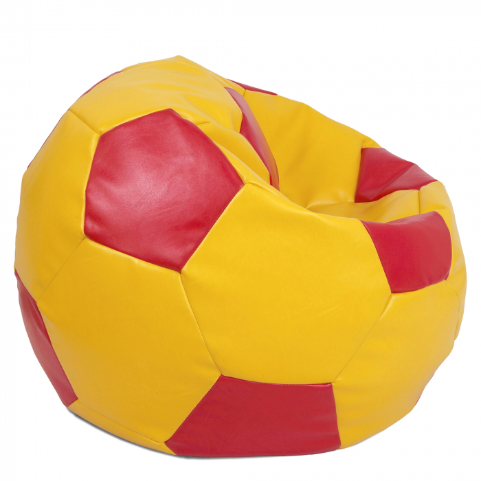 Mega Ball - fotoliu puf - imitatie piele galben/rosu [2]