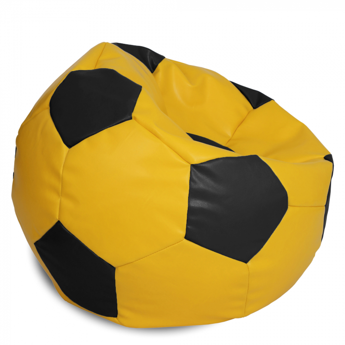 Mega Ball - fotoliu puf - imitatie piele galben/negru [2]