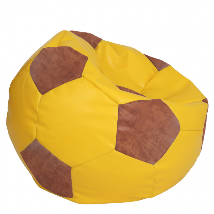 Mega Ball - fotoliu puf - imitatie piele galben/cognac [2]