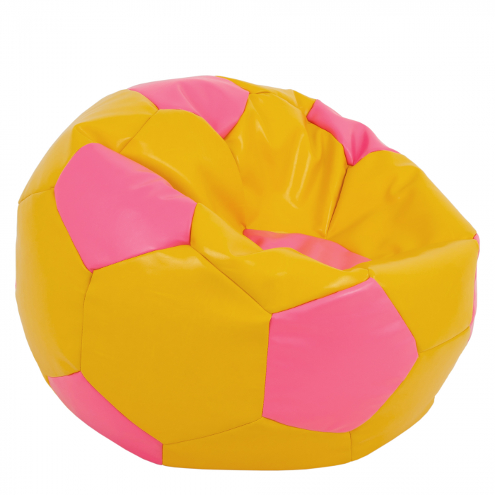 Mega Ball - fotoliu puf - imitatie piele galben/roz [2]