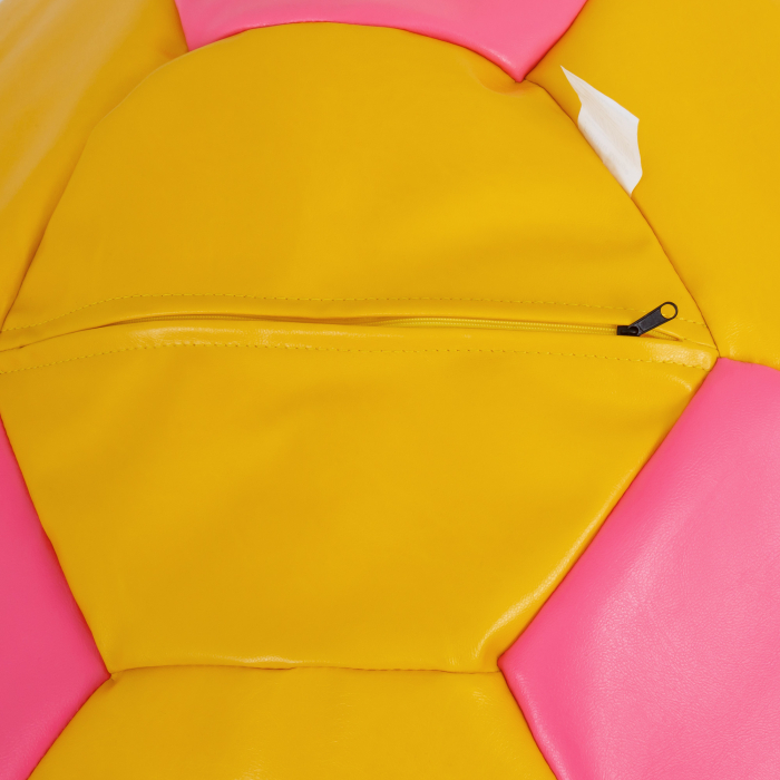 Mega Ball - fotoliu puf - imitatie piele galben/roz [3]